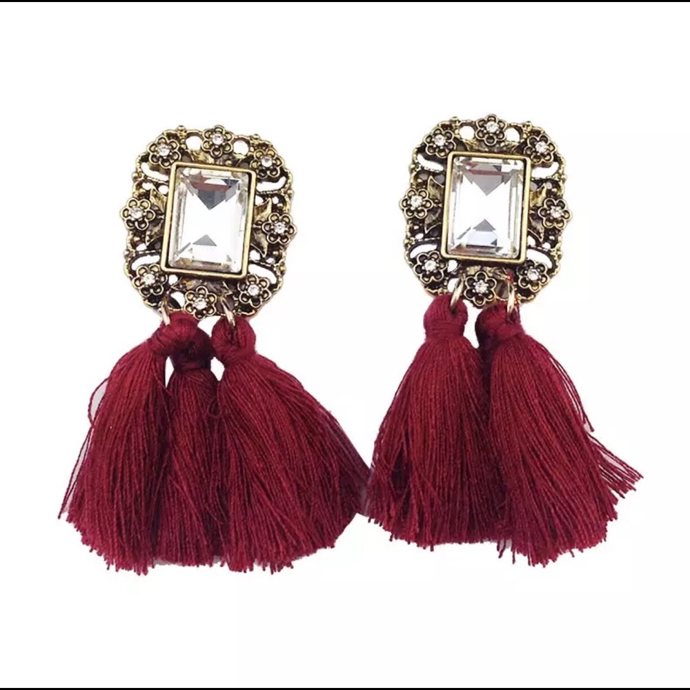 Vintage Crystal Tassel Statement Earrings✨